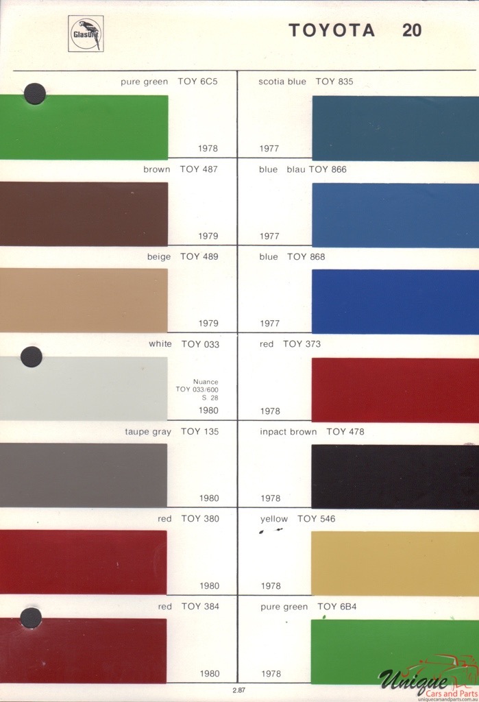 1977 Toyota Paint Charts Glasurit 2